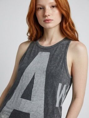 G-Star Raw Charcoal Gray Graphic Tank Top